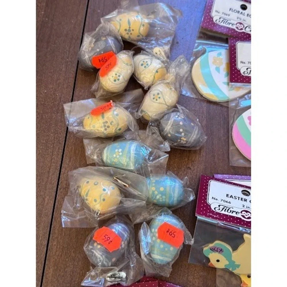 24‎ Wooden Shapes Fibre Craft Assorted Easter Theme Eggs Chicks Ducks Bunny